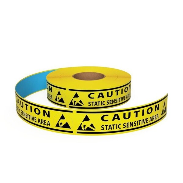 Ergomat 3inDurastripe In-Line Printing Yellow ESD, Type M: Yellow: CAUTION Static Sensitive Area DSIL350Y-ESD-TypeM - main
